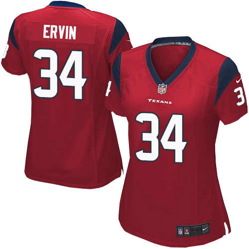 Women's Game Tyler Ervin Nike Jersey Red Alternate - #34 NFL Houston Texans